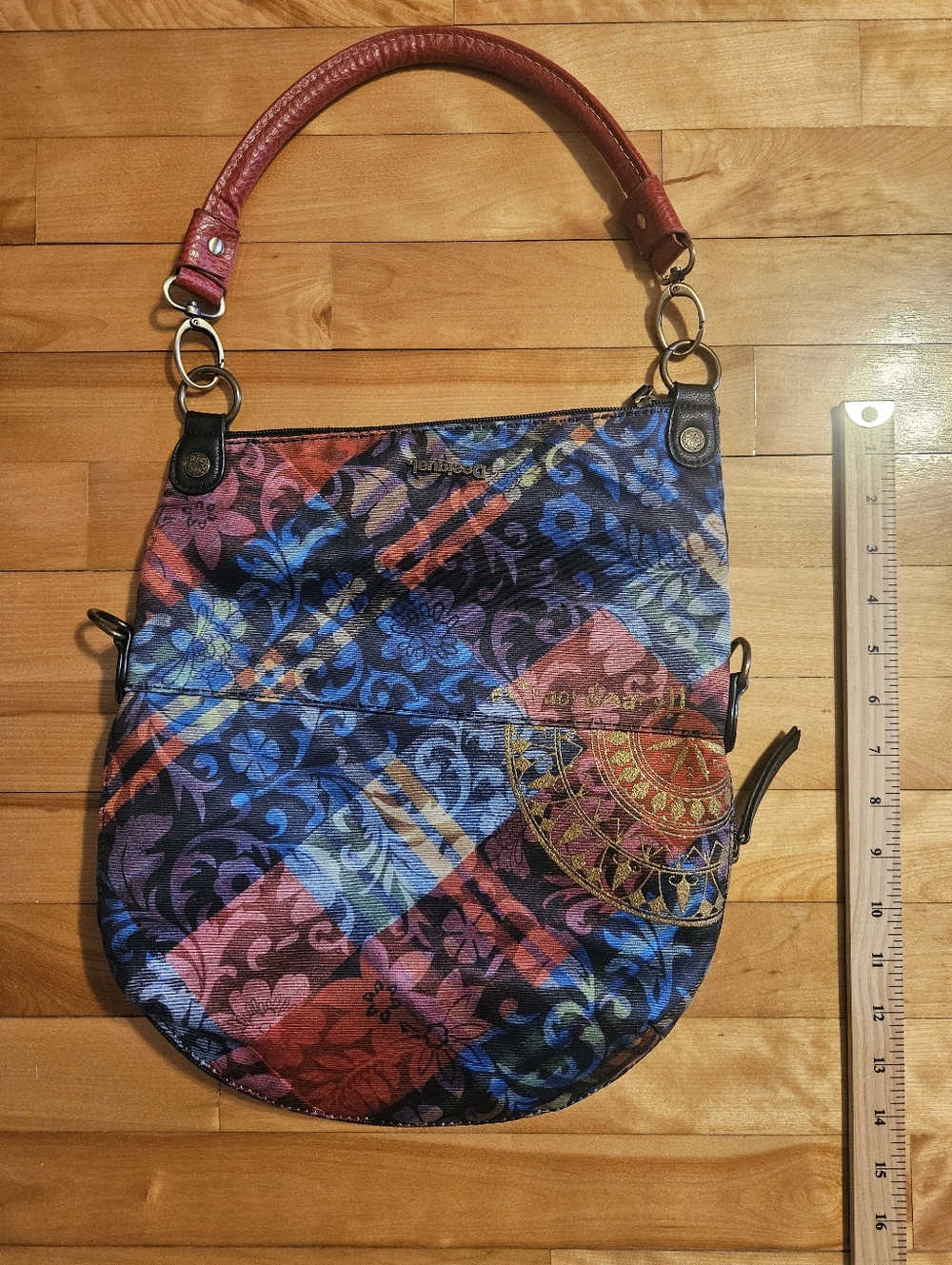 Desigual Multicolour Shoulder Bag Purse Bucket Bag Expandable, Handle Adjustable - Picture 14 of 15